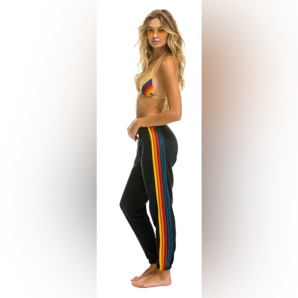 Aviator Nation Charcoal Joggers with Rainbow Stripe